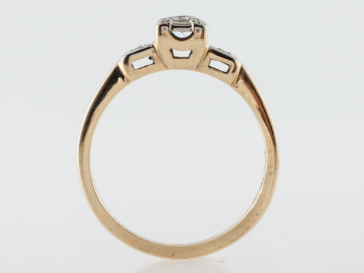 Lovely Three Stone Retro Diamond Engagement Ring in 14k - Image 4