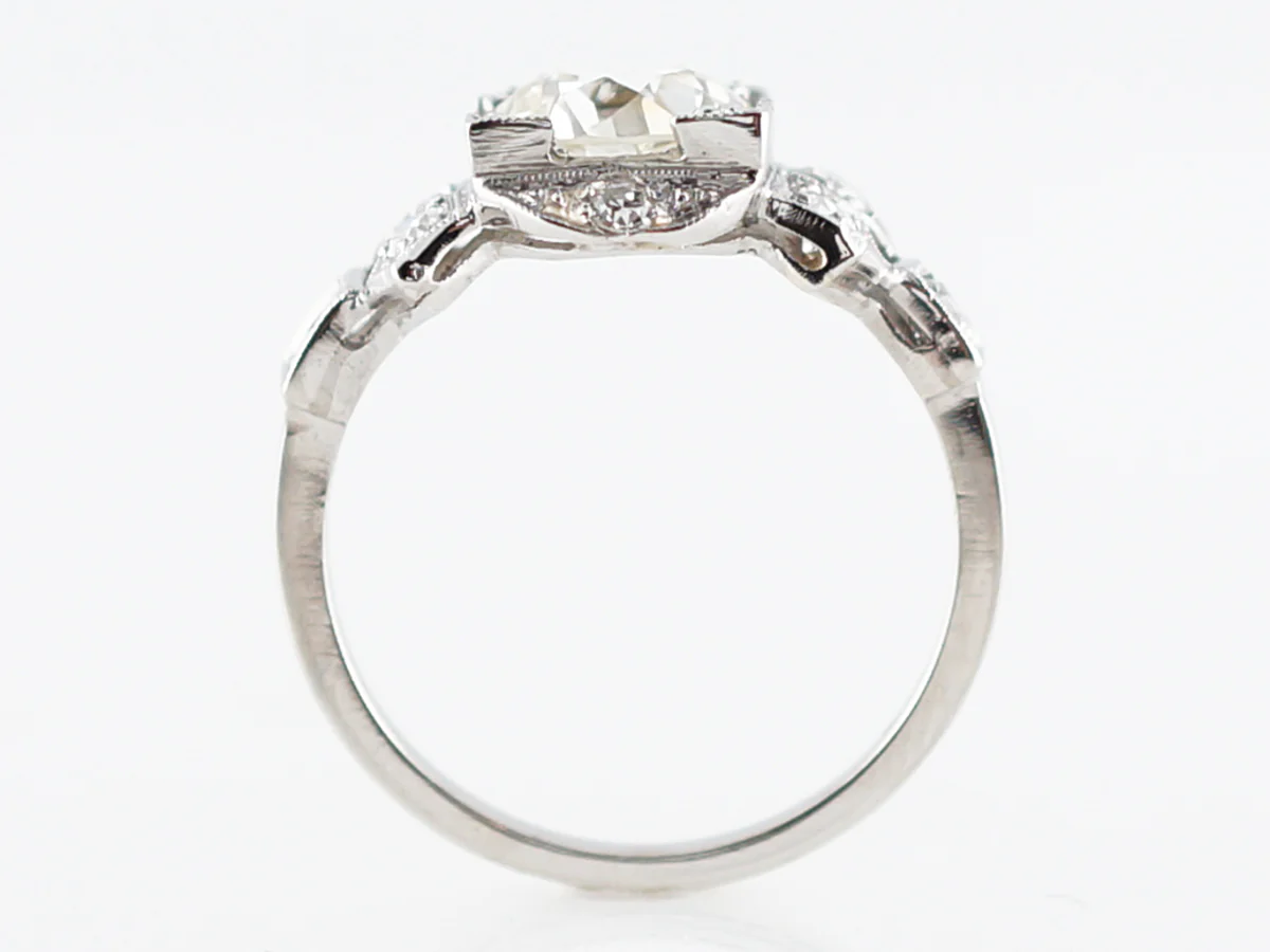 Low Profile Art Deco Diamond Engagement Ring in Platinum - Image 4