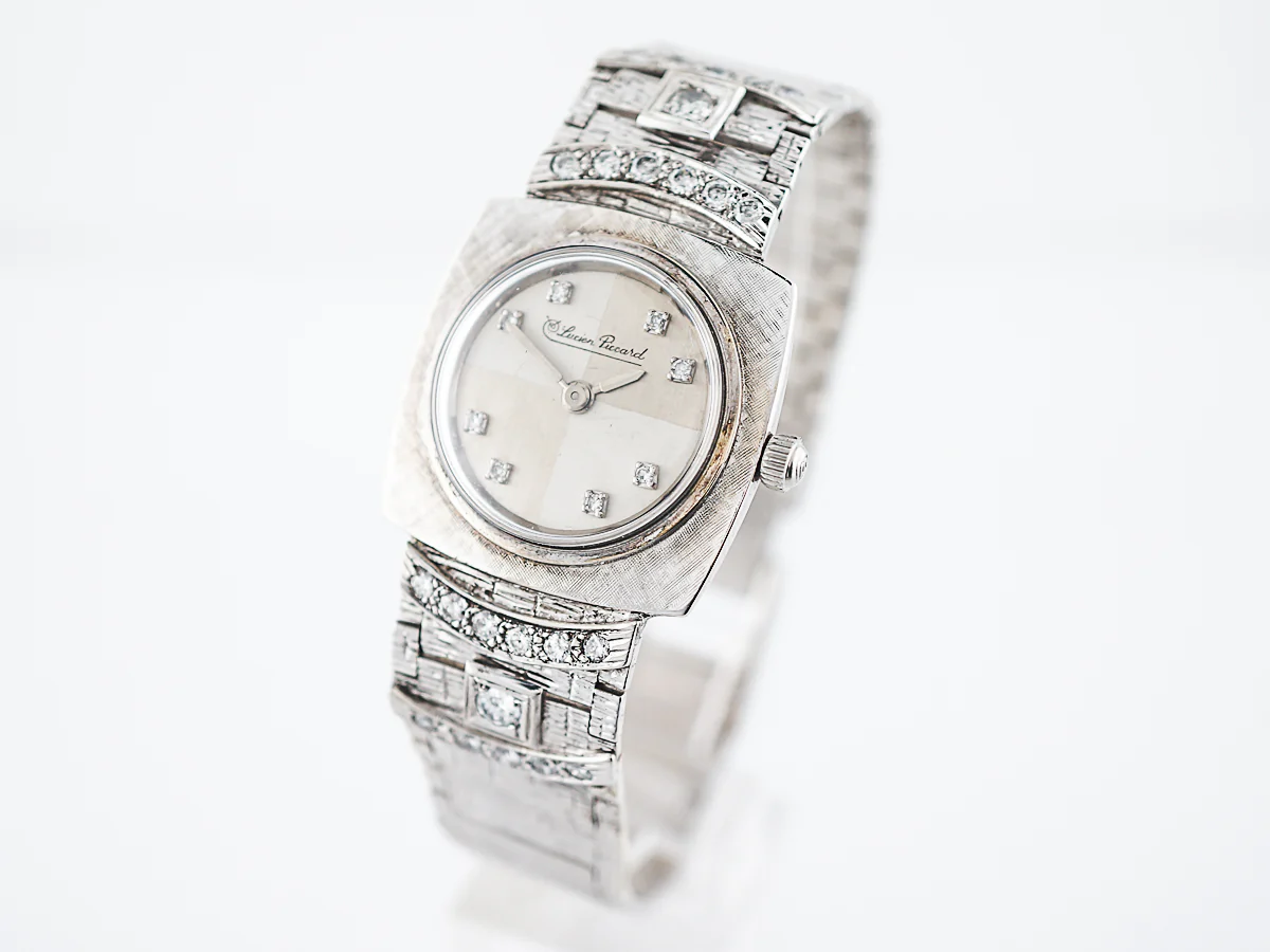 Lucien Piccard Watch Mid-Century 1.08 Transitional Cut Diamond in 14k White Gold - Image 2