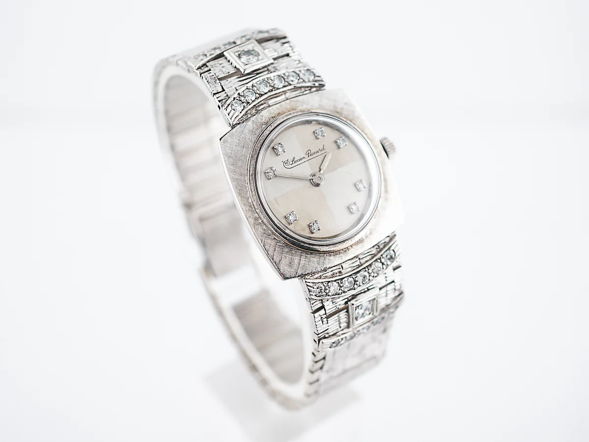 Lucien Piccard Watch Mid-Century 1.08 Transitional Cut Diamond in 14k White Gold - Image 3