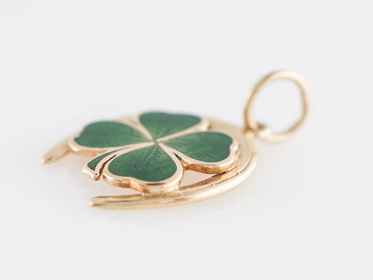 Lucky Clover & Horseshoe Charm in 14k Yellow Gold - Image 2