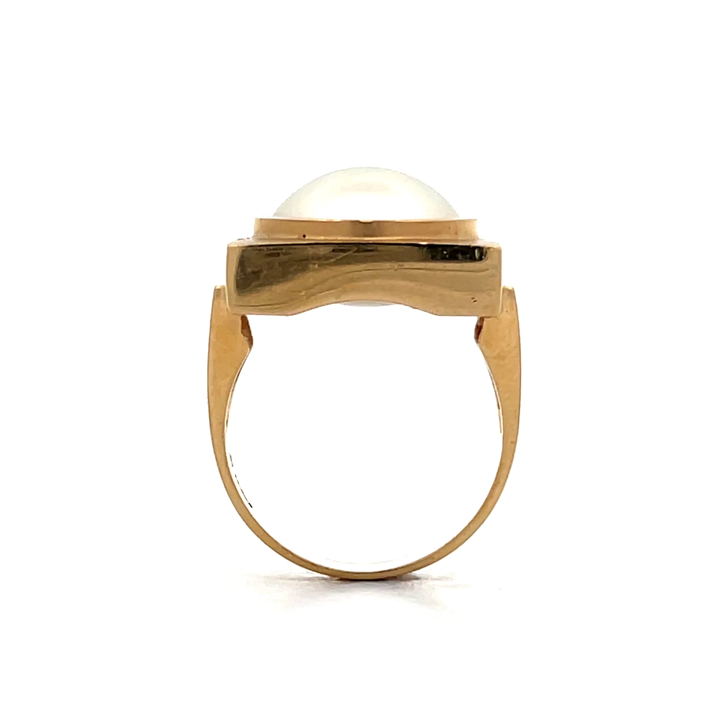 Mabe Pearl & Diamond Cocktail Ring in 14k Yellow Gold - Image 4