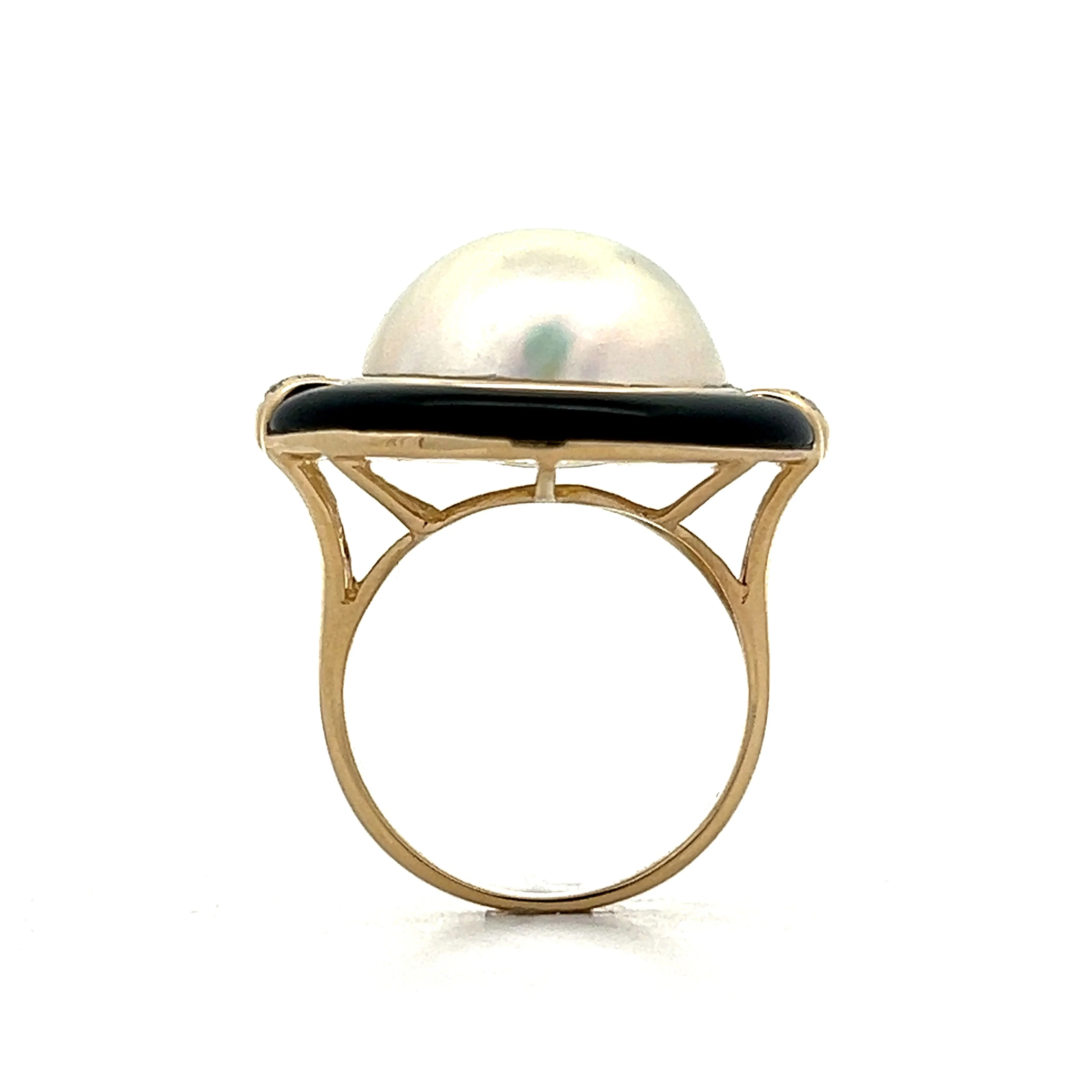 Mabe Pearl & Onyx Cocktail Ring in 14k - Image 4