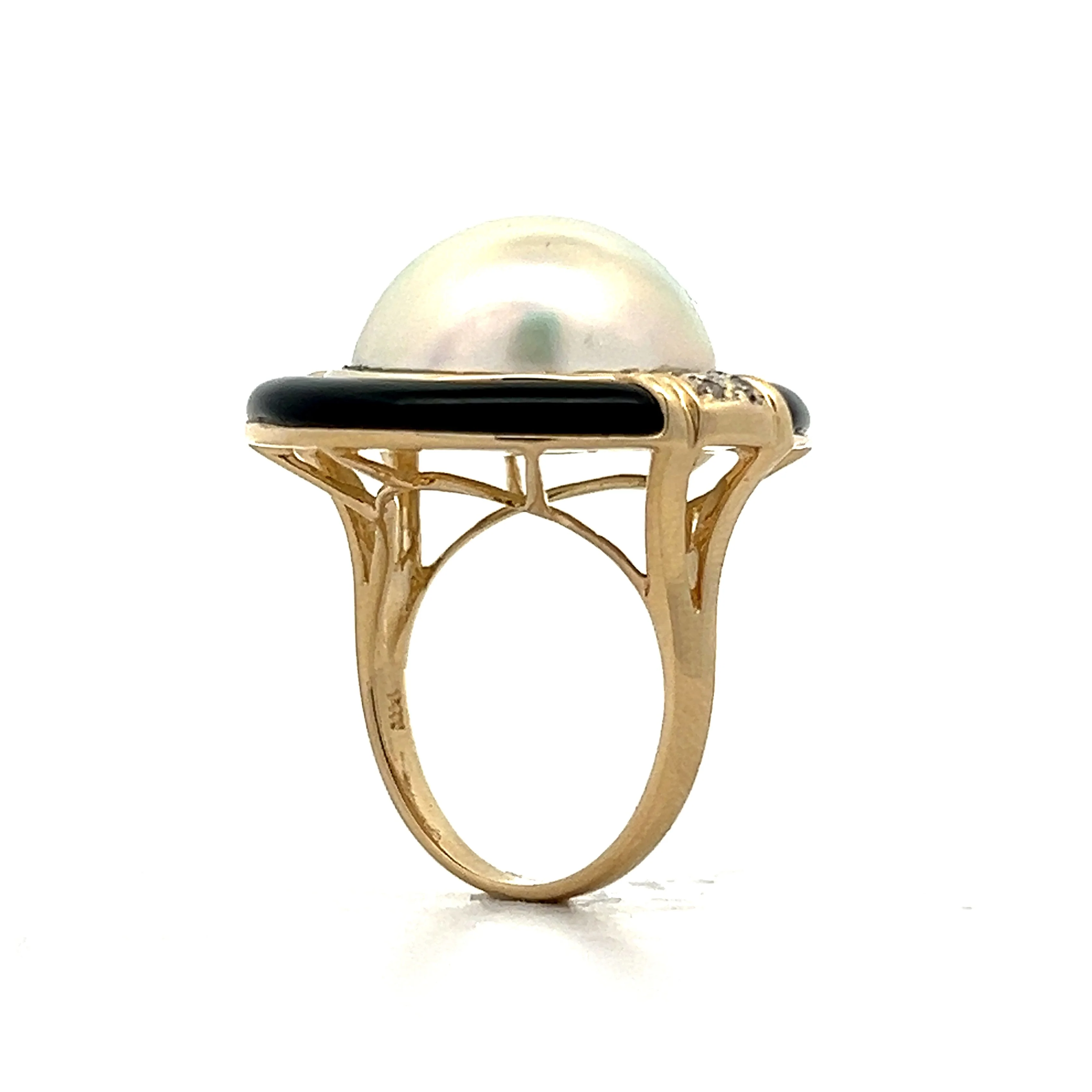 Mabe Pearl & Onyx Cocktail Ring in 14k - Image 5