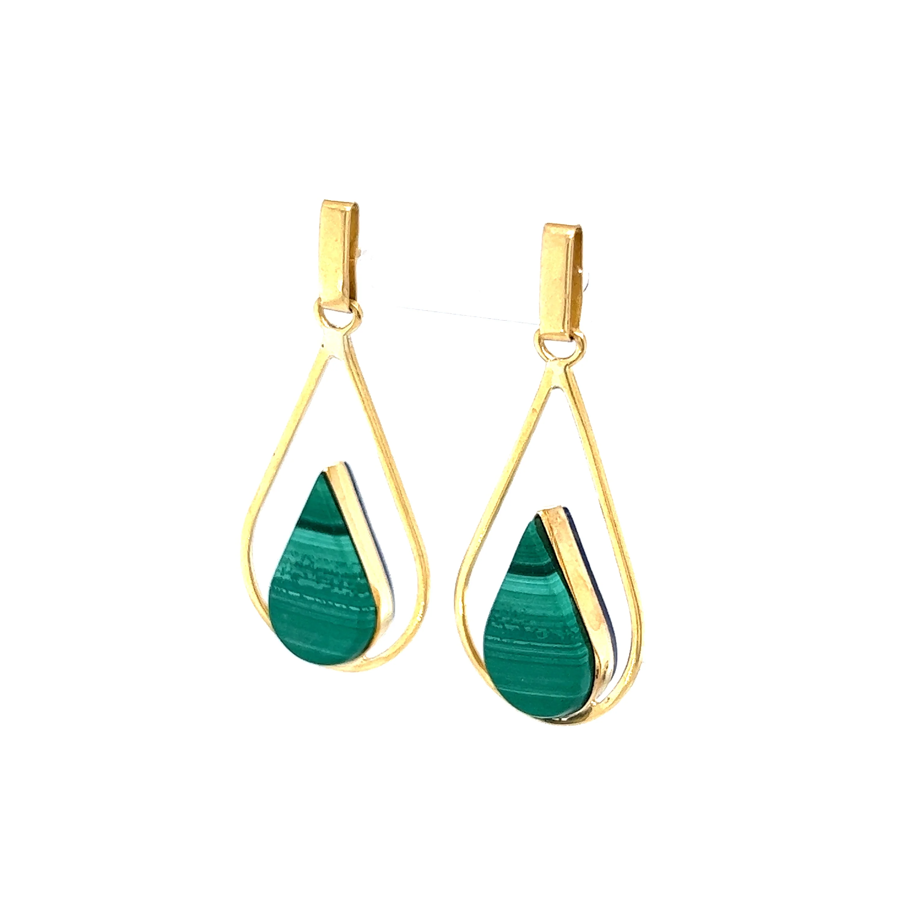 Malachite & Lapis Lazuli Drop Earrings in 18K Yellow Gold - Image 2