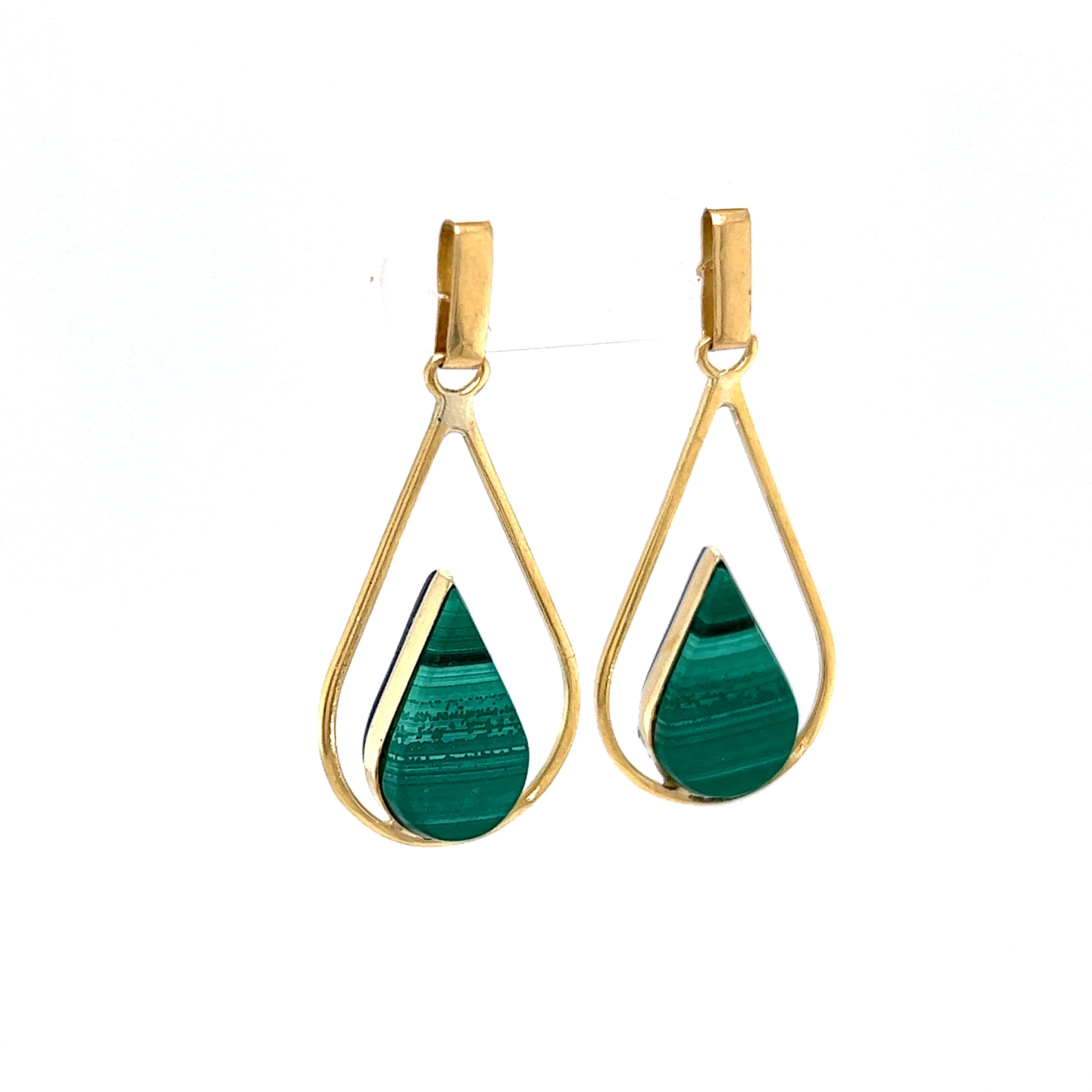 Malachite & Lapis Lazuli Drop Earrings in 18K Yellow Gold - Image 3