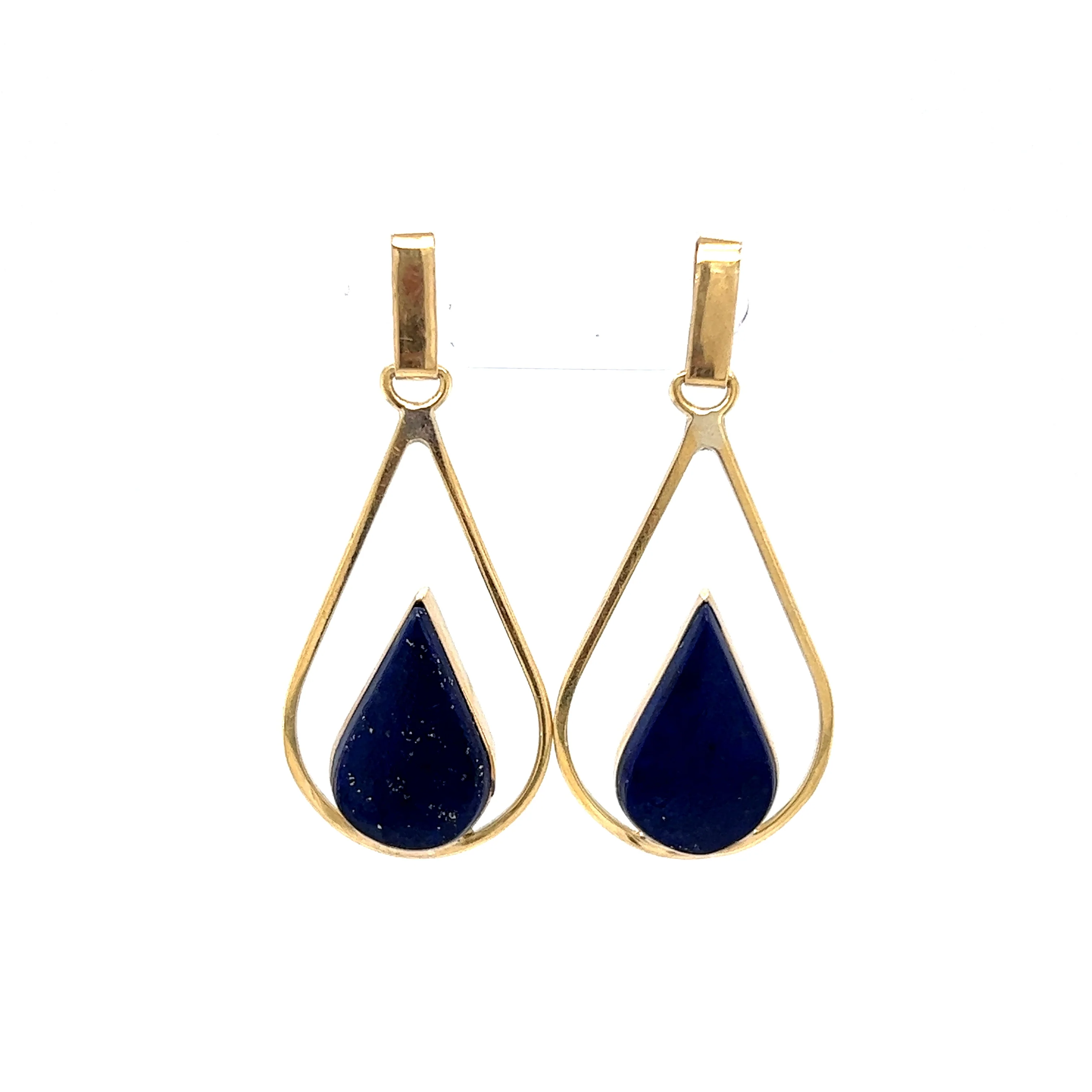 Malachite & Lapis Lazuli Drop Earrings in 18K Yellow Gold - Image 4