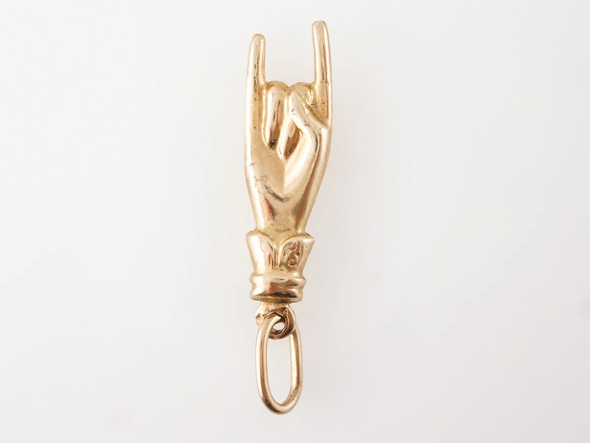 Mano Cornuto Pendant Charm in 10k Yellow Gold