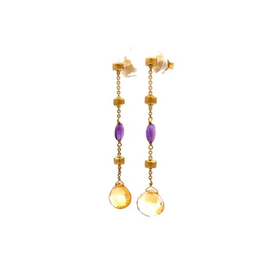 Marco Bicego Citrine & Amethyst Drop Earrings in 18k - Image 2