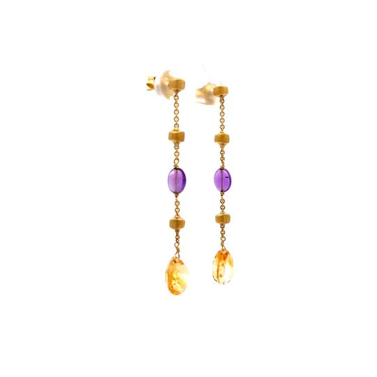 Marco Bicego Citrine & Amethyst Drop Earrings in 18k - Image 3