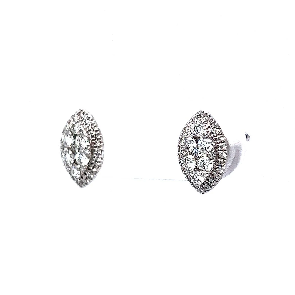 Marquis Pave Cluster Diamond Earrings 14K White Gold - Image 2