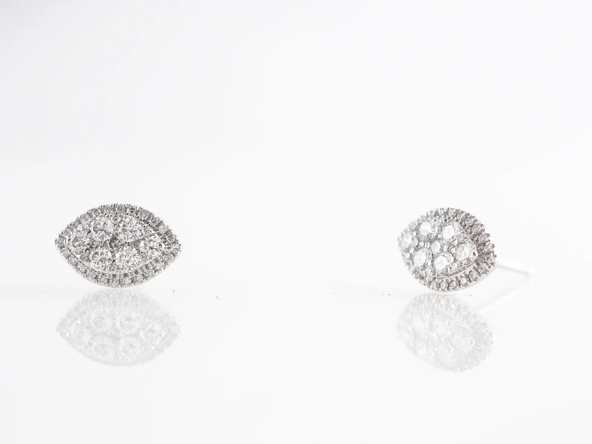 Marquis Pave Cluster Diamond Earrings 14K White Gold - Image 2