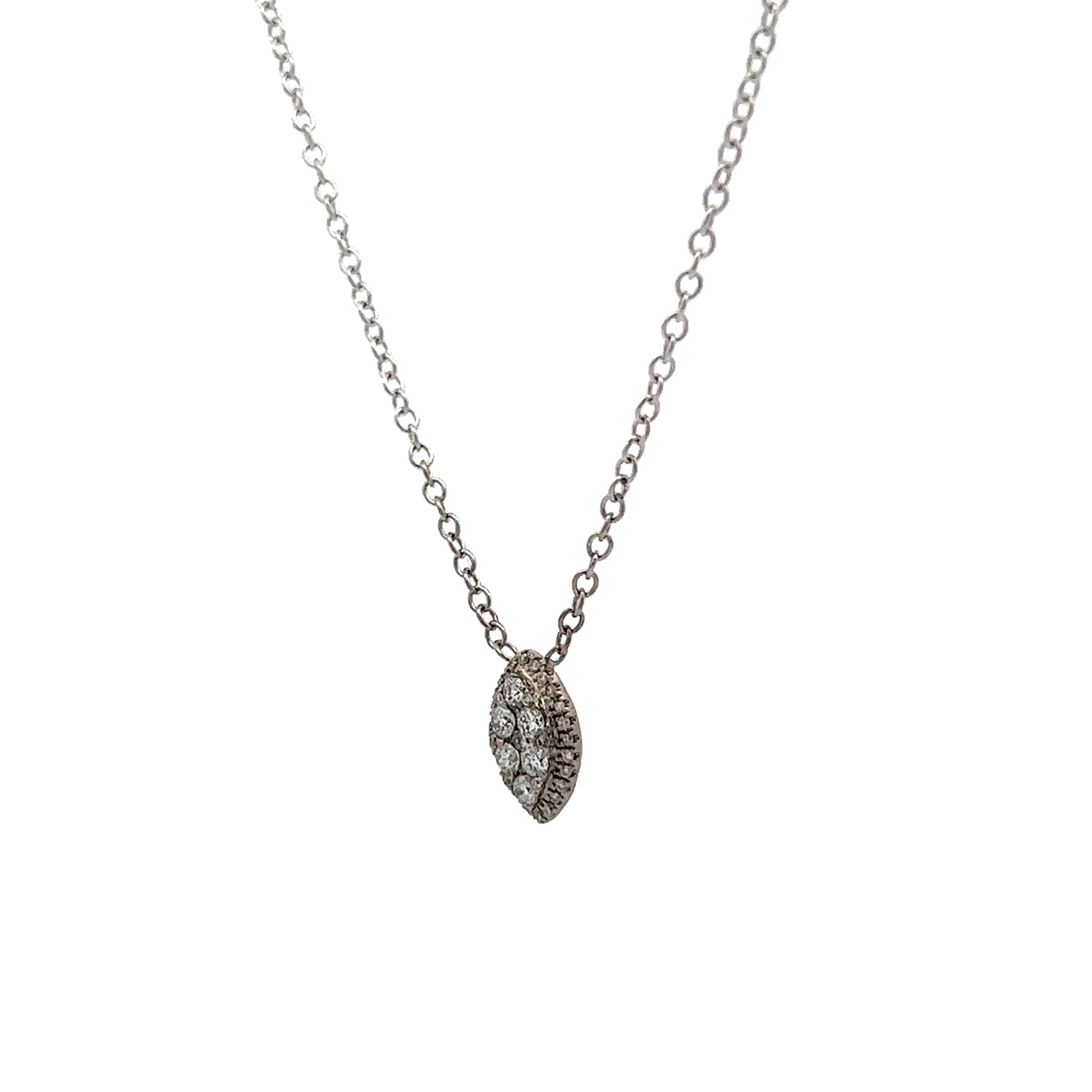Marquis Shaped Diamond Pendant in 14k White Gold - Image 2