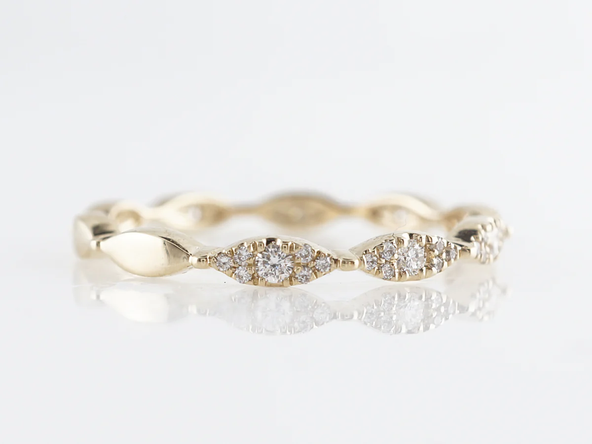 Marquis Station Diamond Wedding Band in 14k Yellow Gold - Image 3