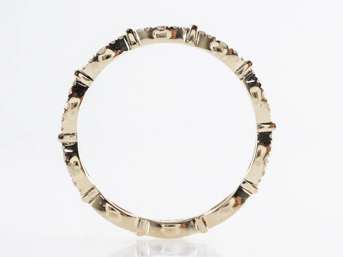 Marquis Station Diamond Wedding Band in 14k Yellow Gold - Image 4