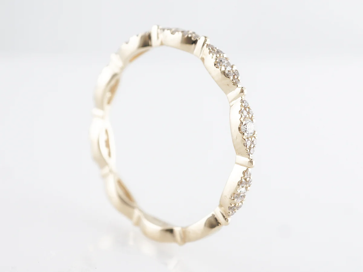 Marquis Station Diamond Wedding Band in 14k Yellow Gold - Image 5