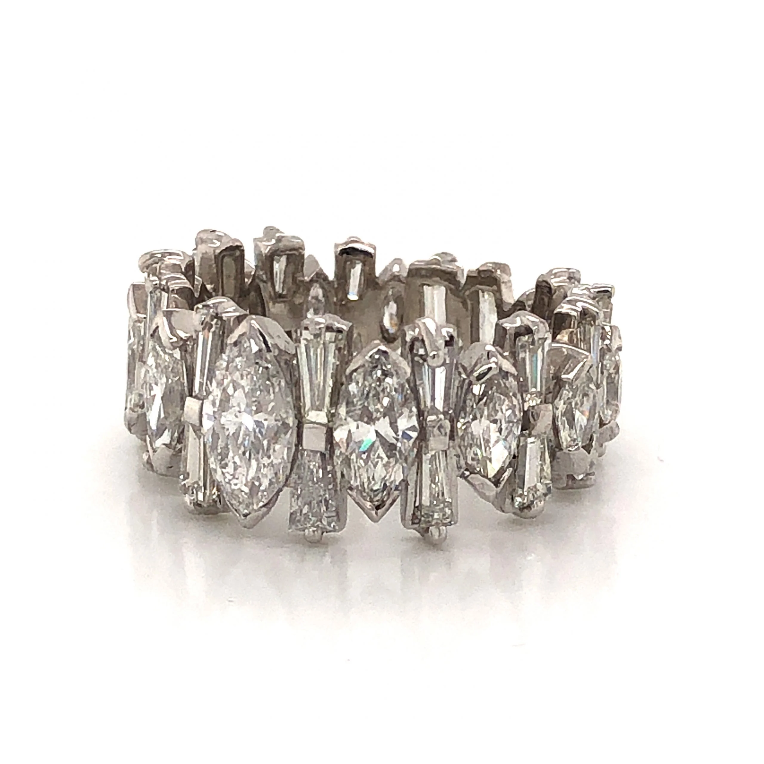 Marquise & Baguette Cut Diamond Eternity Ring in Platinum - Image 2
