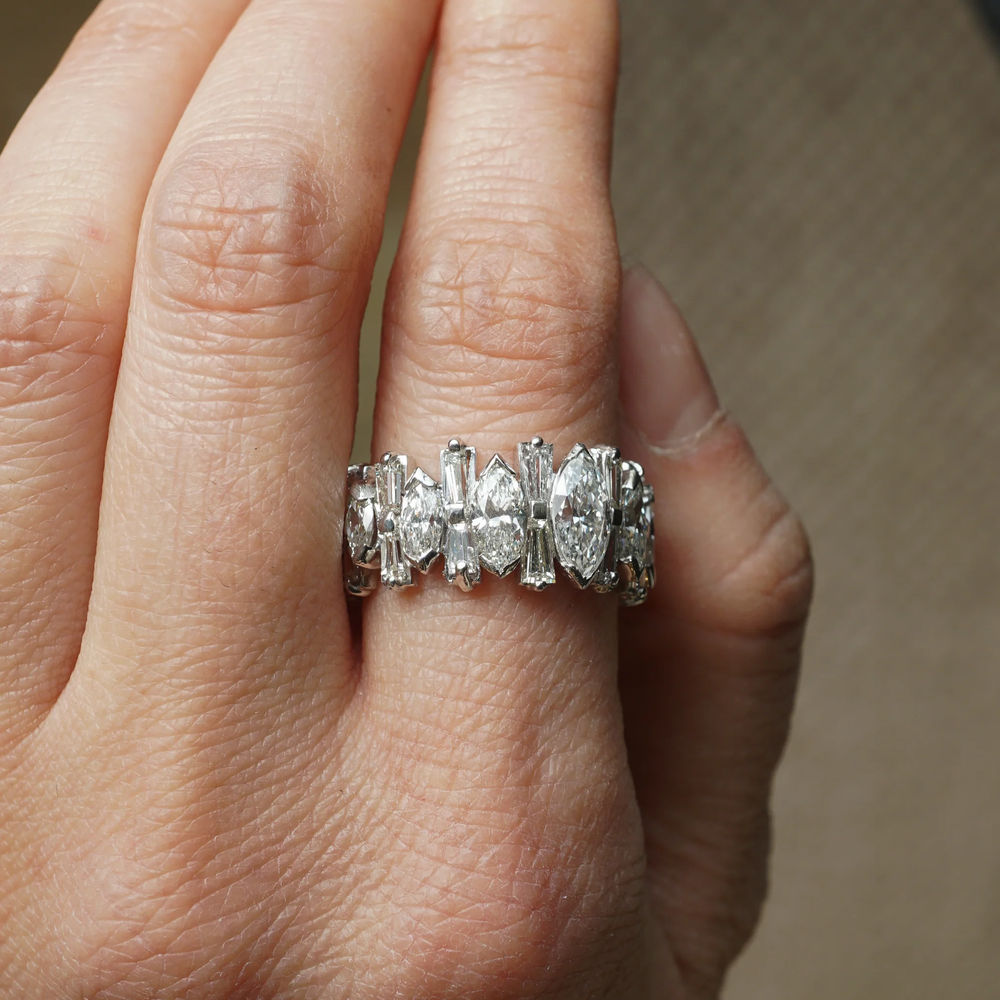 Marquise & Baguette Cut Diamond Eternity Ring in Platinum - Image 5