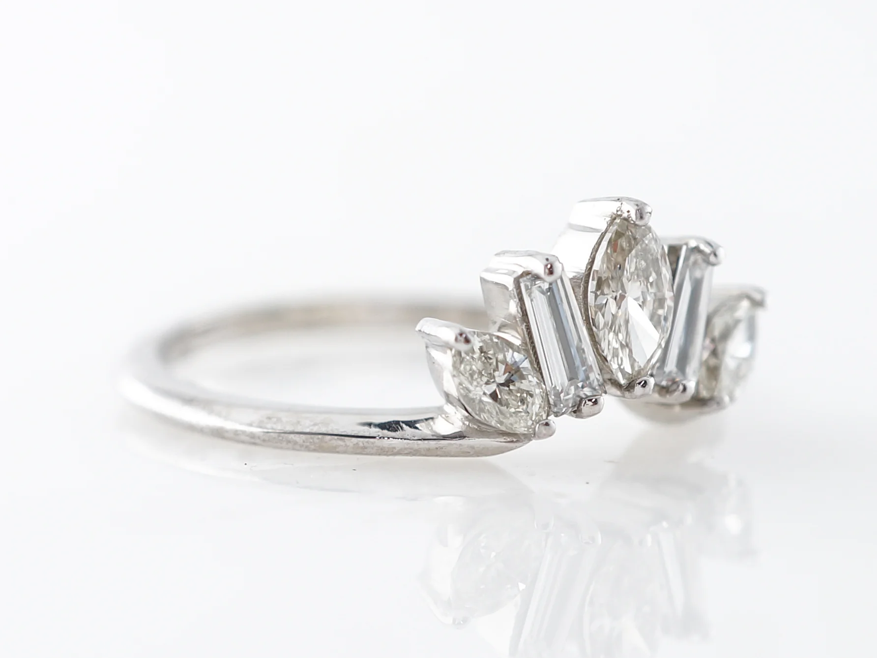 Marquise & Baguette Diamond Wedding Band in White Gold - Image 3