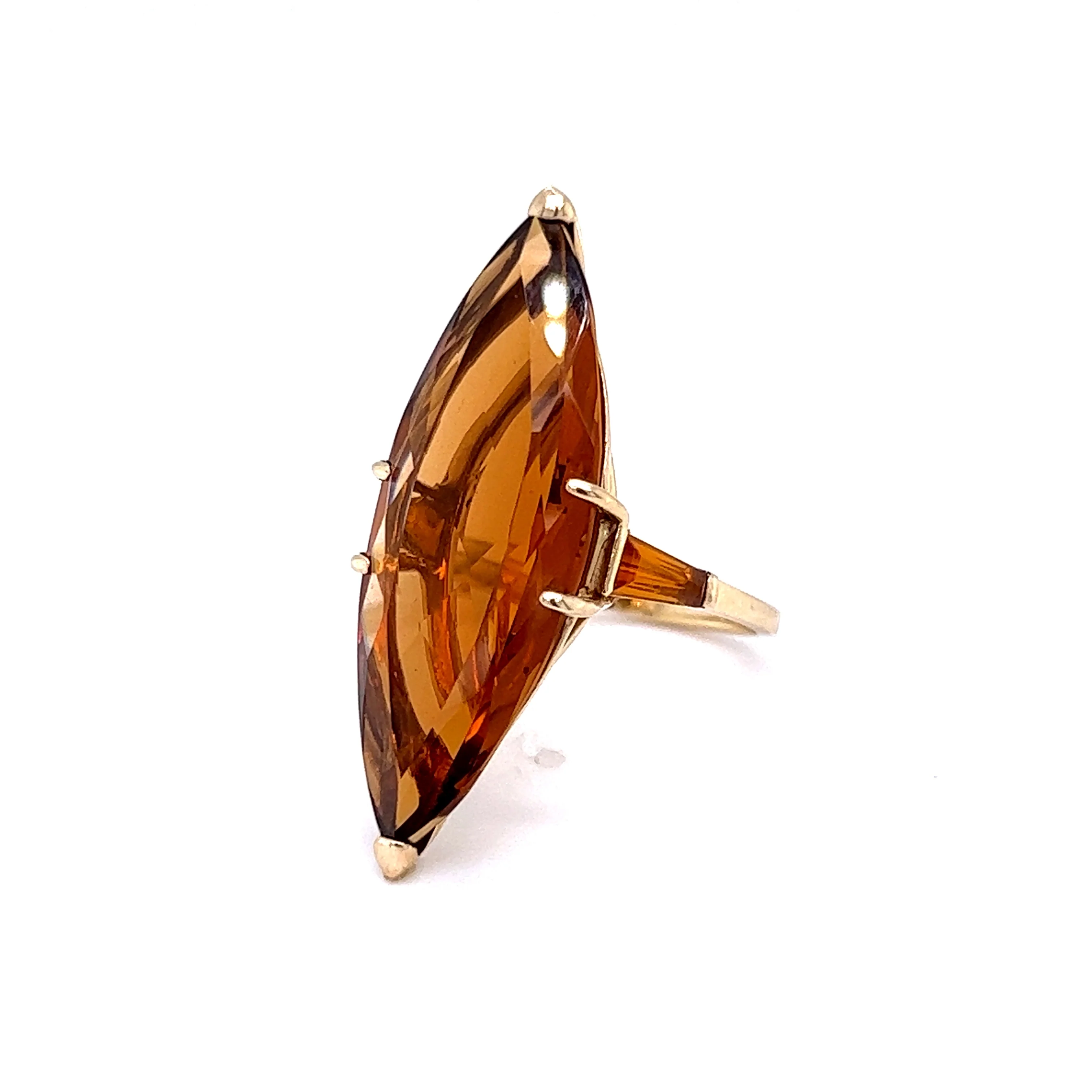 Marquise Cut Citrine Cocktail Ring in 14k Yellow Gold - Image 2