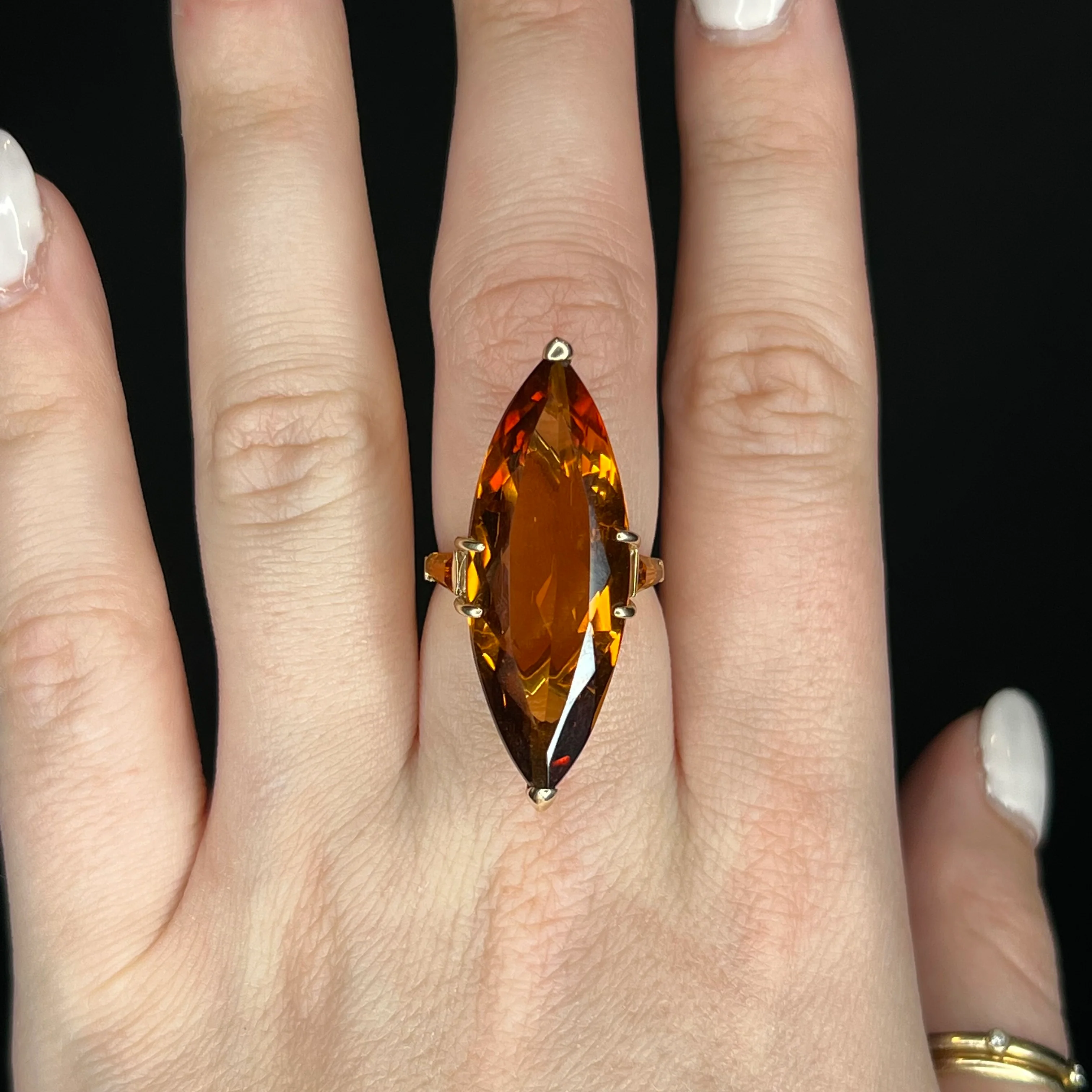 Marquise Cut Citrine Cocktail Ring in 14k Yellow Gold - Image 6