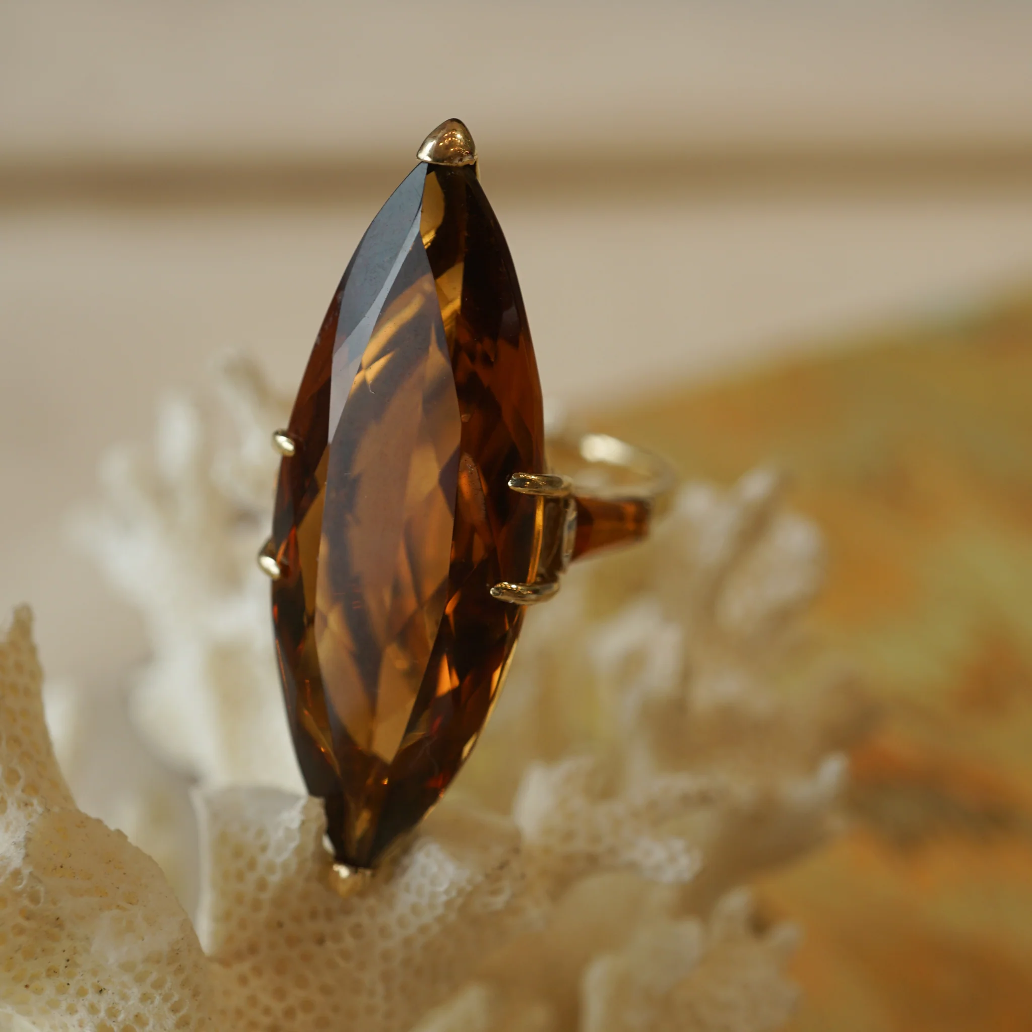 Marquise Cut Citrine Cocktail Ring in 14k Yellow Gold - Image 7