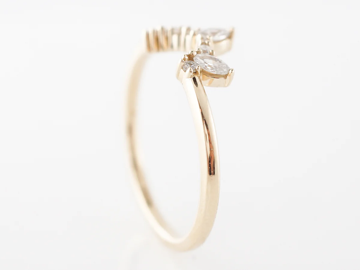 Marquise Cut Diamond Curved Wedding Band in Yellow Gold - Image 4