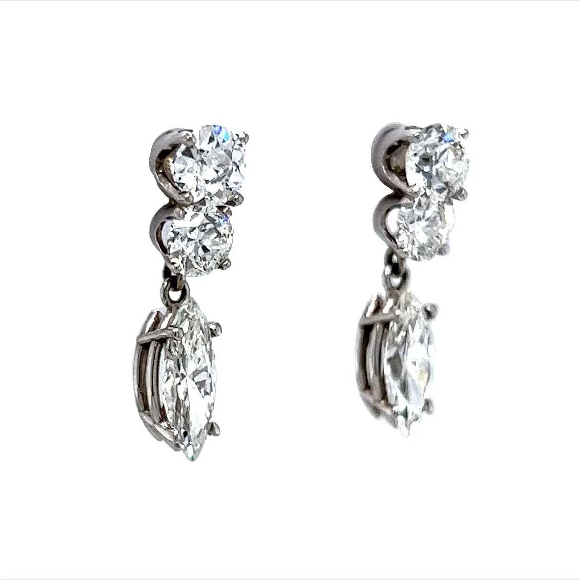 Marquise Cut Diamond Drop Earrings in 14k White Gold - Image 3