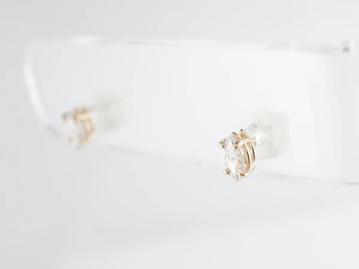 Marquise Cut Diamond Earrings in Yellow Gold - Image 2