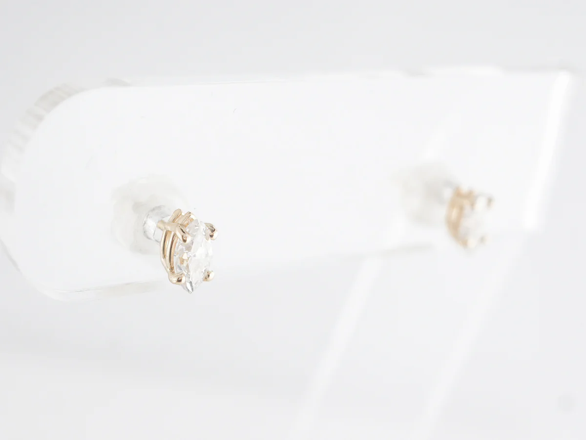 Marquise Cut Diamond Earrings in Yellow Gold - Image 3