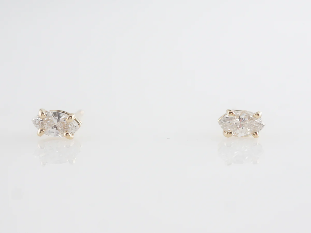 Marquise Cut Diamond Earrings in Yellow Gold - Image 4