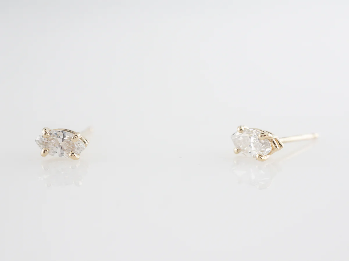 Marquise Cut Diamond Earrings in Yellow Gold - Image 5
