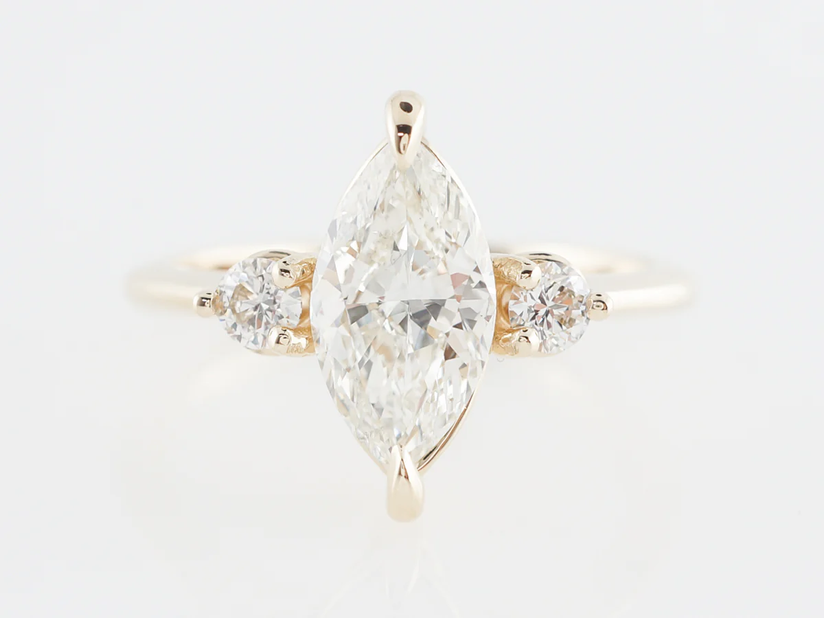 Marquise Cut Diamond Engagement Ring in 14k Yellow Gold