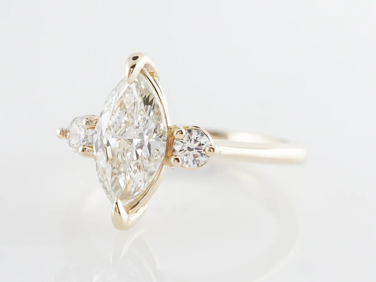 Marquise Cut Diamond Engagement Ring in 14k Yellow Gold - Image 2