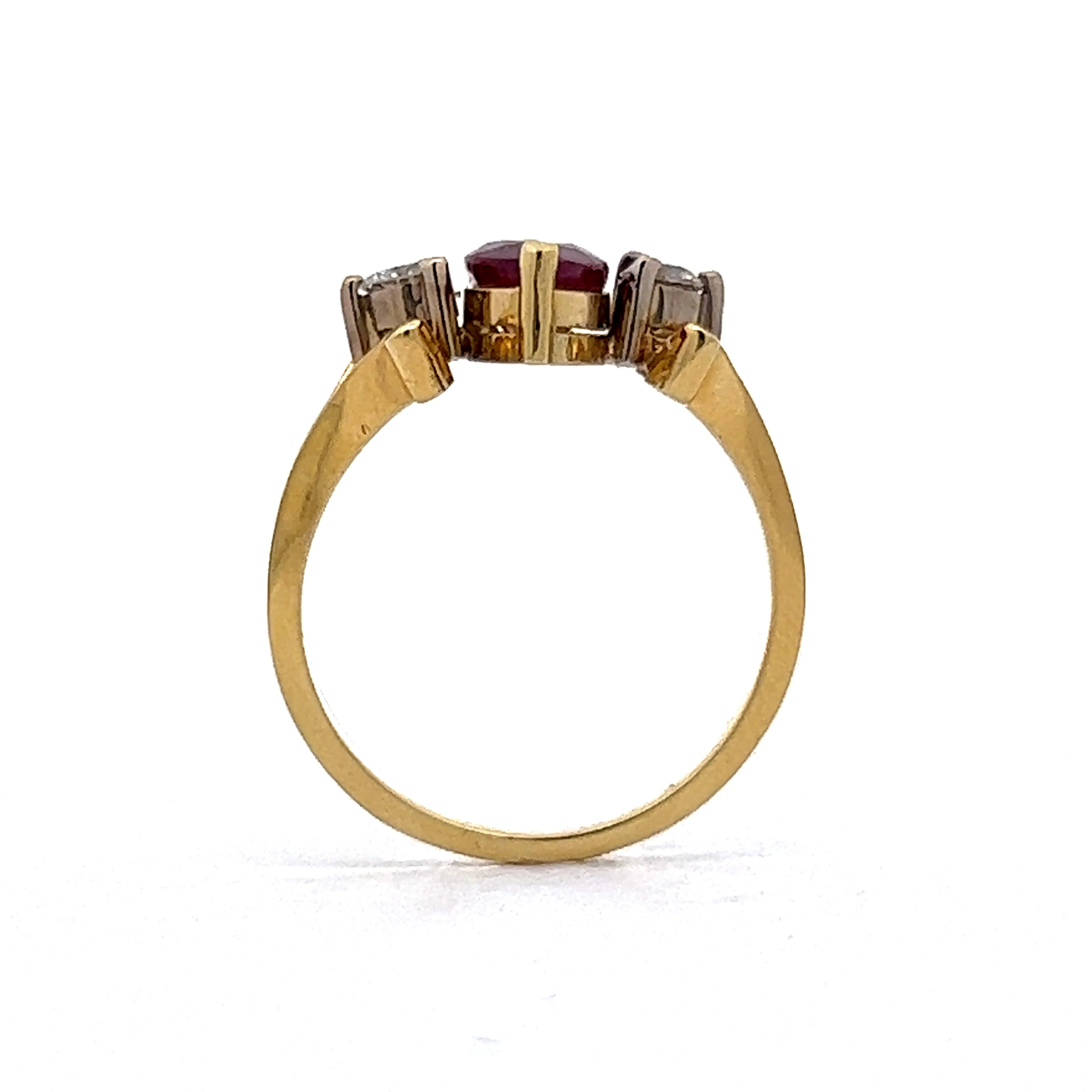 Marquise Cut Ruby Engagement Ring in 18k Yellow Gold - Image 4