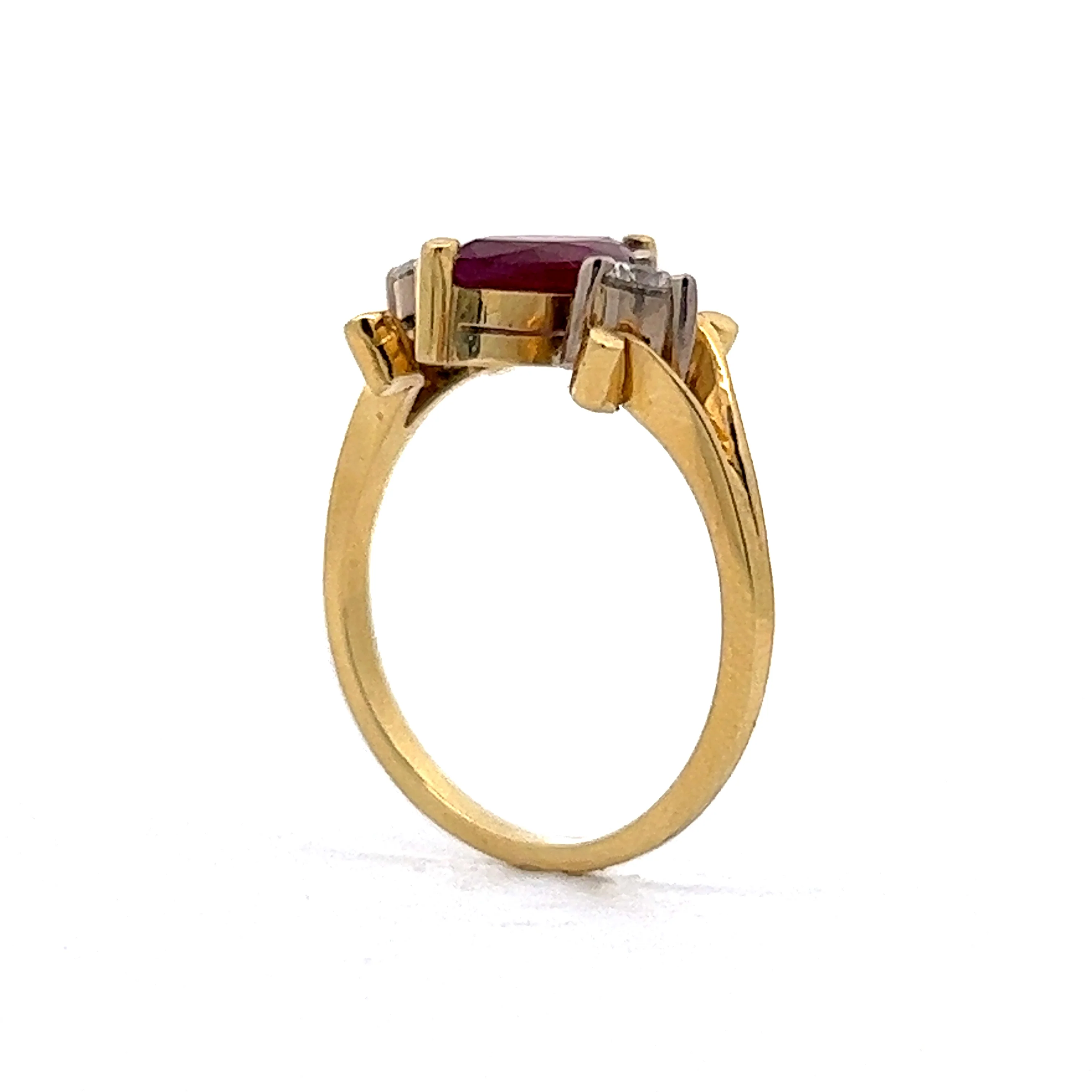 Marquise Cut Ruby Engagement Ring in 18k Yellow Gold - Image 5