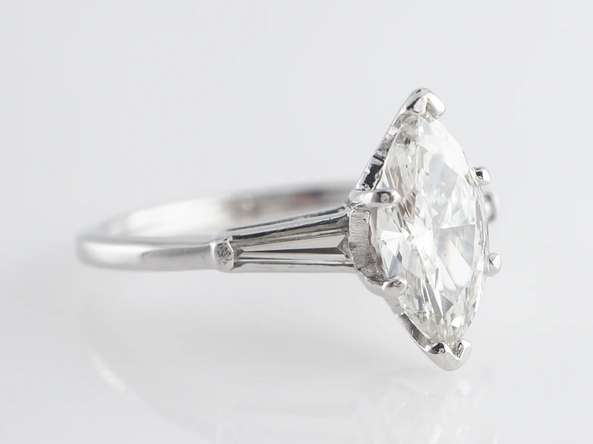 Marquise Cut Solitaire Diamond Engagement Ring in White Gold - Image 3