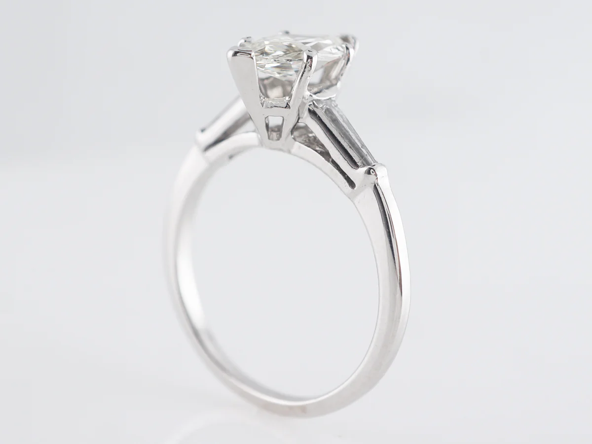 Marquise Cut Solitaire Diamond Engagement Ring in White Gold - Image 4