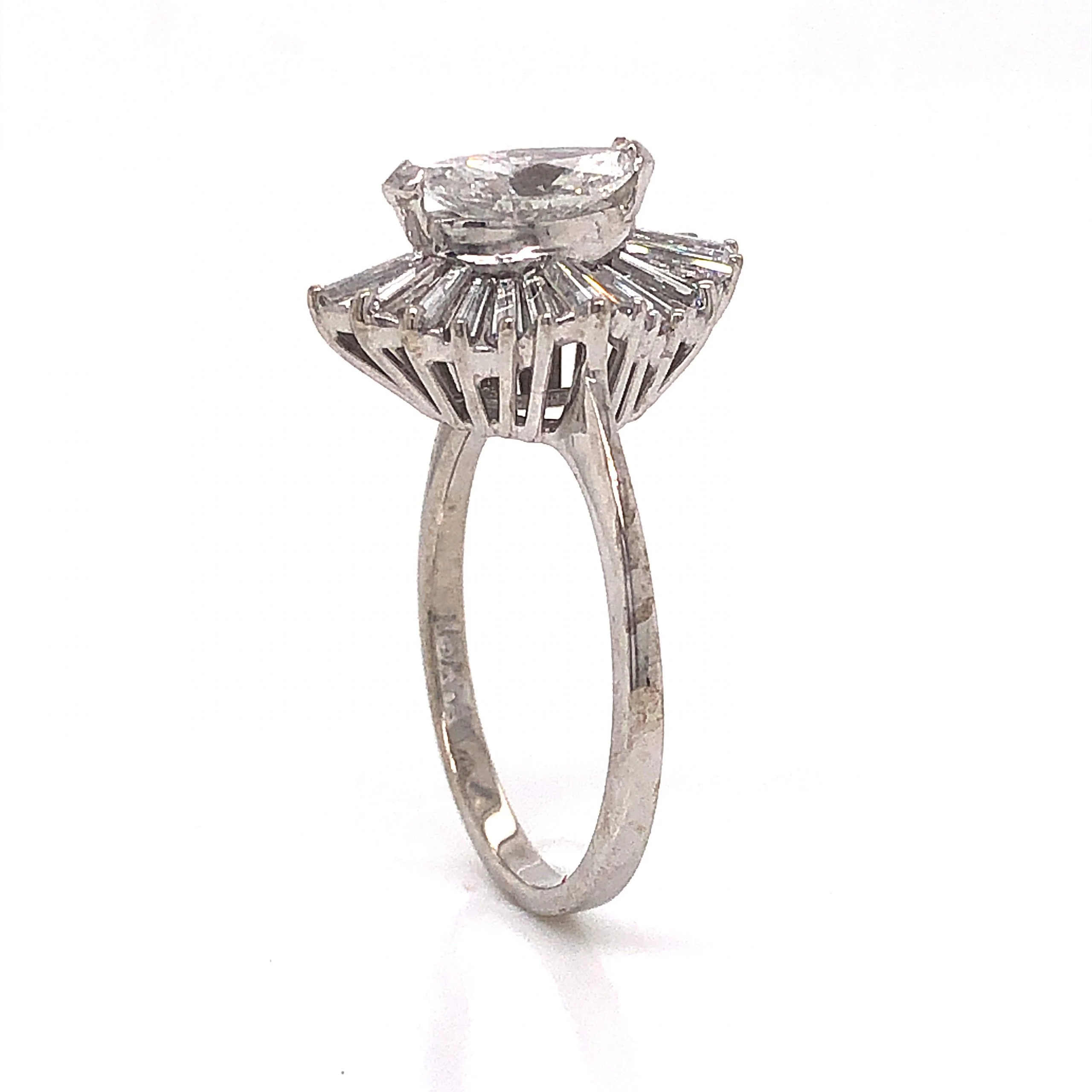Marquise Diamond Ballerina Halo Engagement Ring in 18k White Gold - Image 4