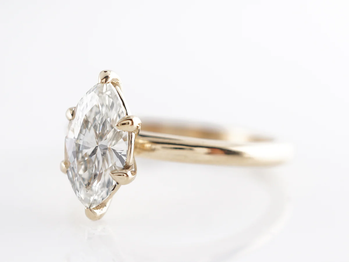 Marquise Diamond Engagement Ring 14k Yellow Gold - Image 2