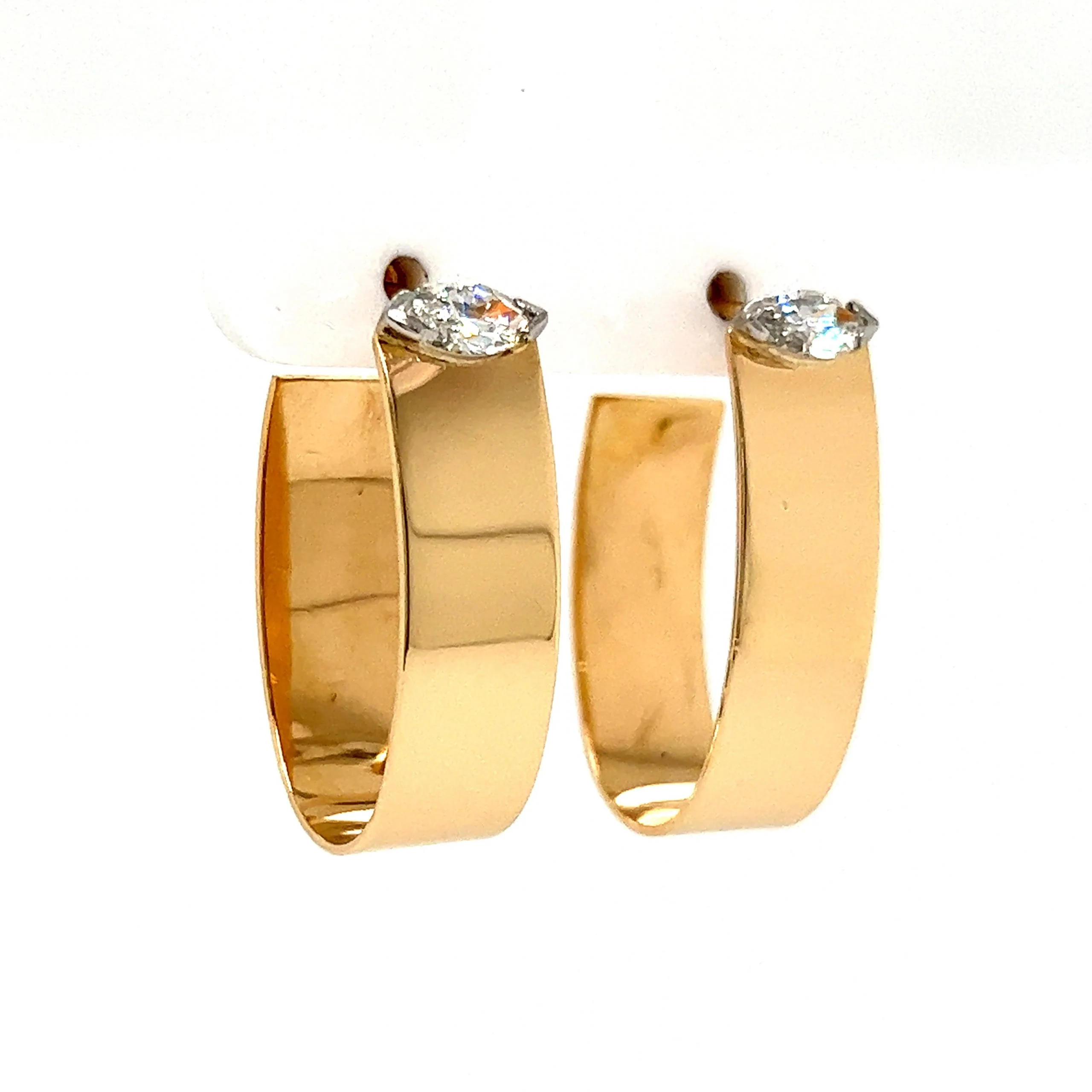 Marquise Diamond Hoop Earrings in 14k Yellow Gold - Image 3