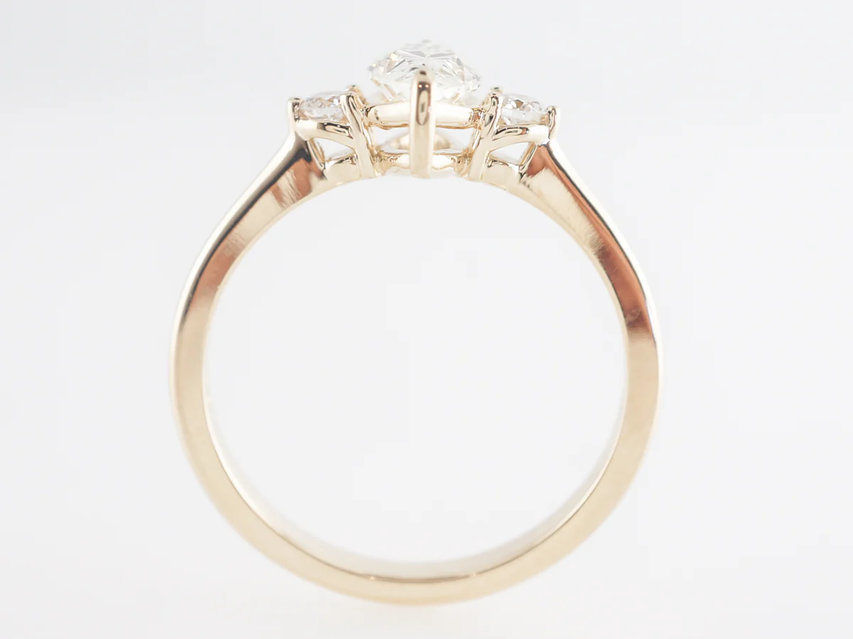 Marquise Diamond Three Stone Engagement Ring in 14K Yellow Gold - Image 4