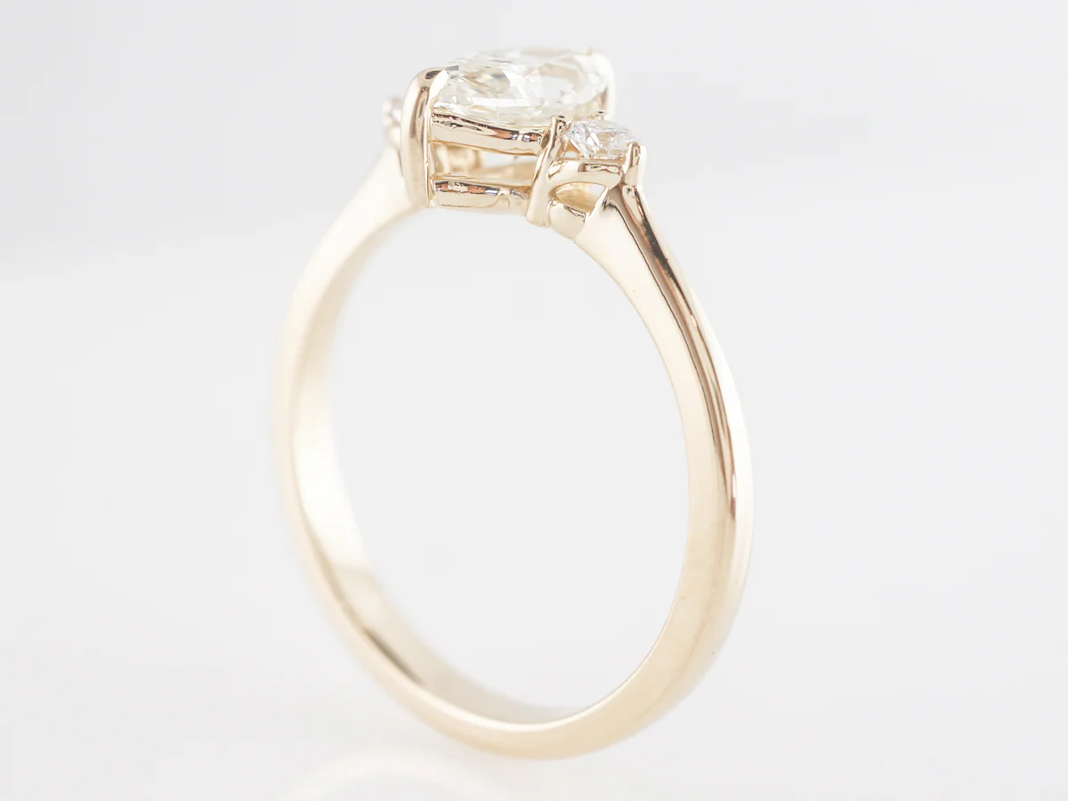 Marquise Diamond Three Stone Engagement Ring in 14K Yellow Gold - Image 5