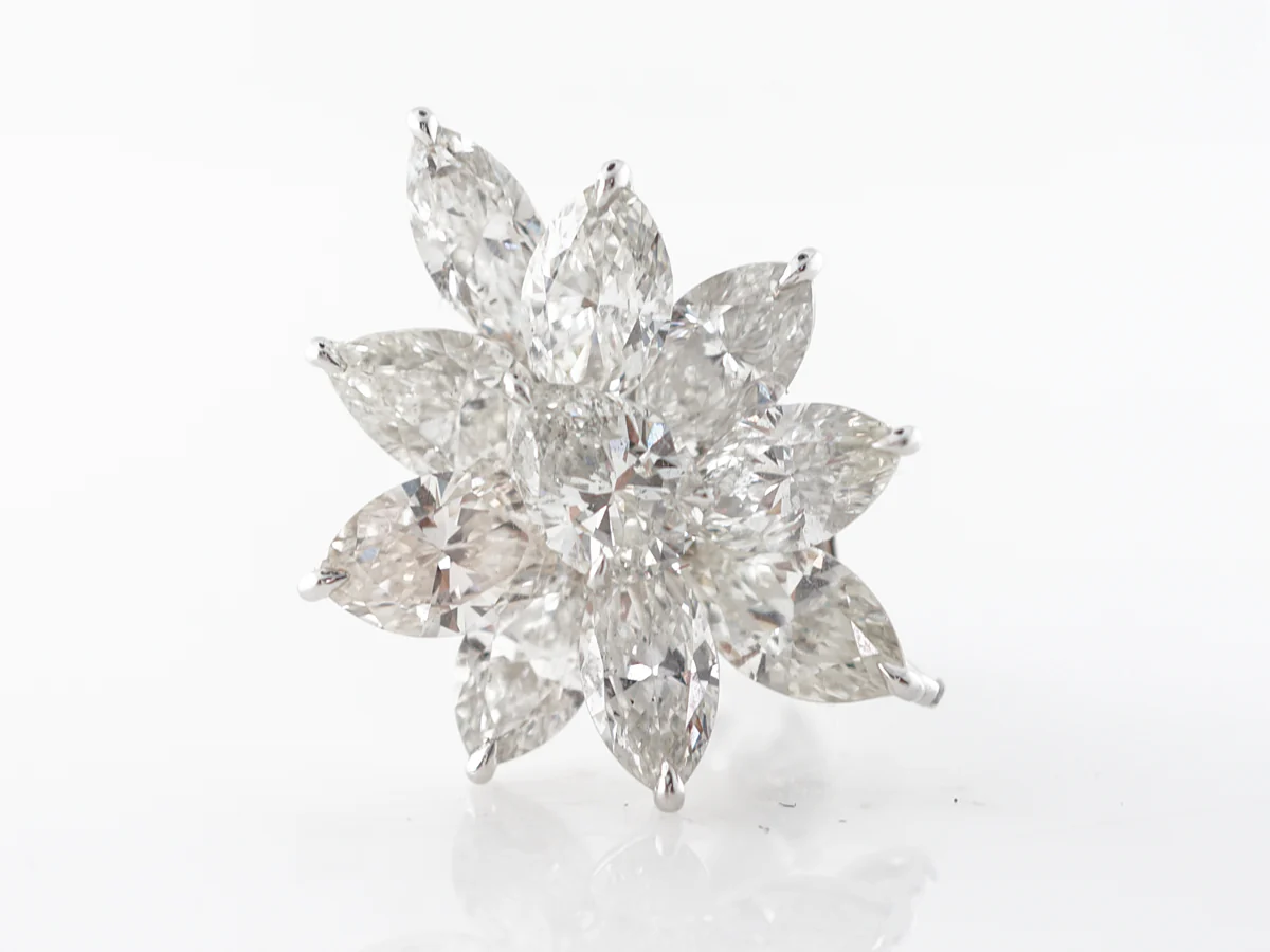 Marquise & Pear Diamond Cluster Earrings in Platinum - Image 4