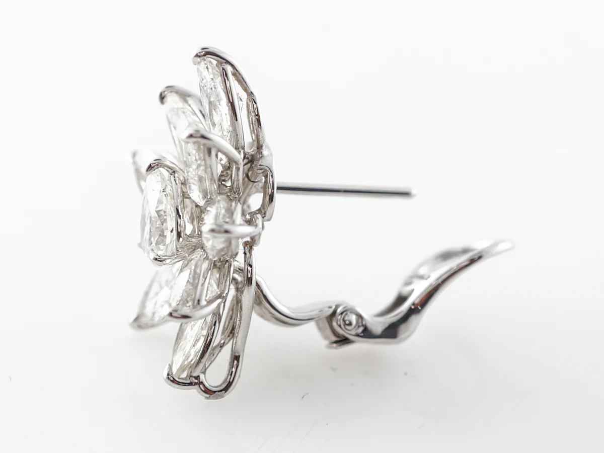 Marquise & Pear Diamond Cluster Earrings in Platinum - Image 5