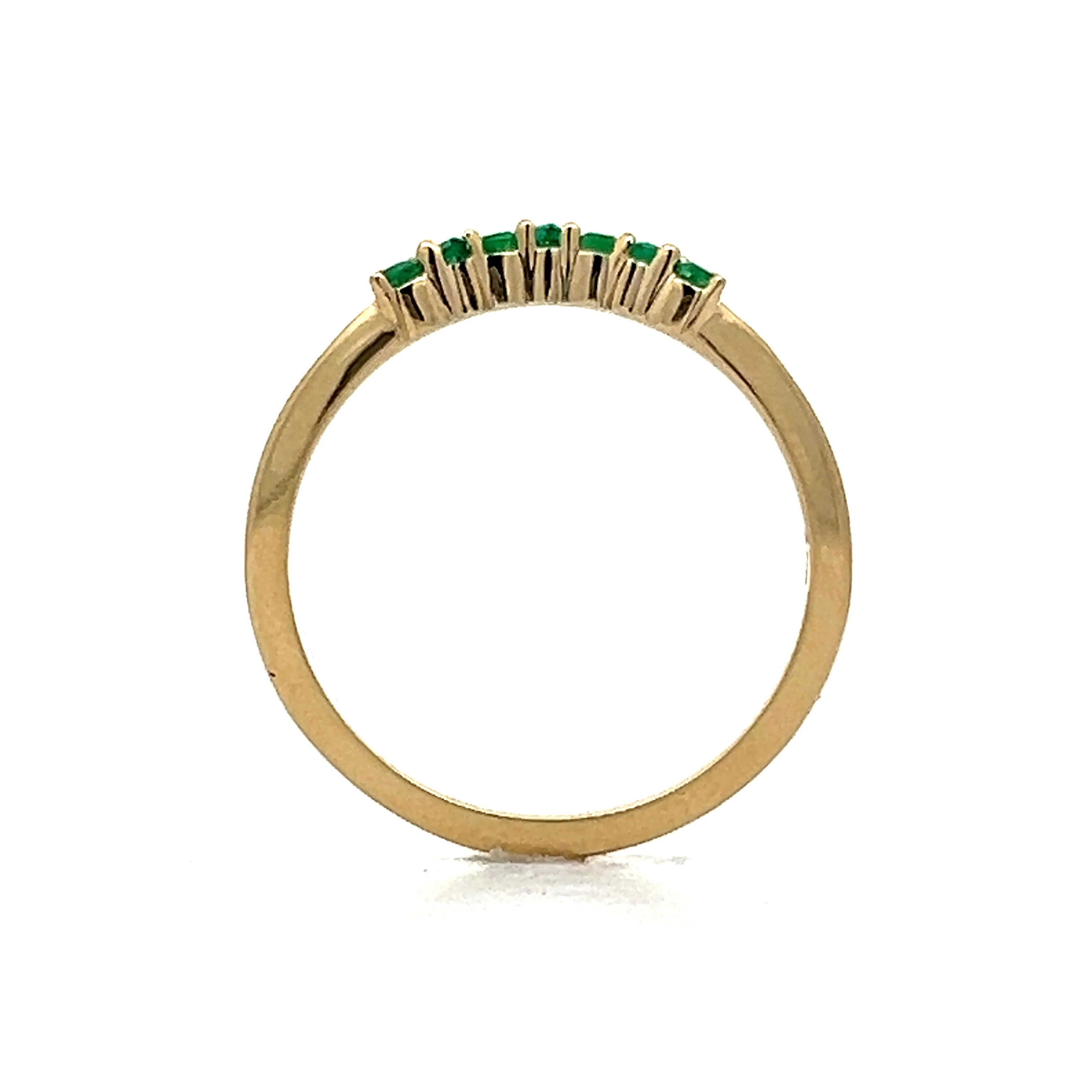 Marquise & Round Cut Emerald Contour Band in Yellow Gold - Image 4