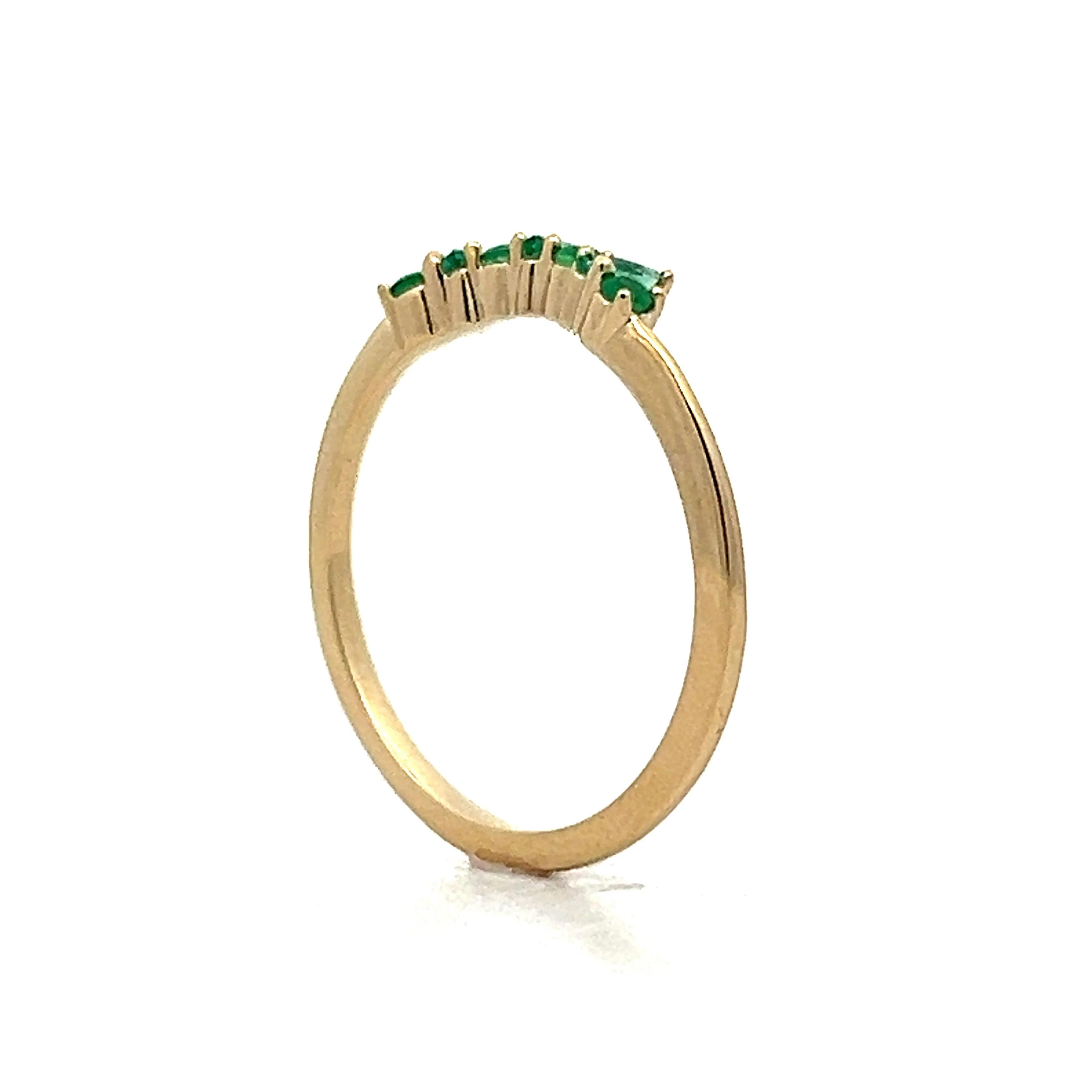 Marquise & Round Cut Emerald Contour Band in Yellow Gold - Image 5