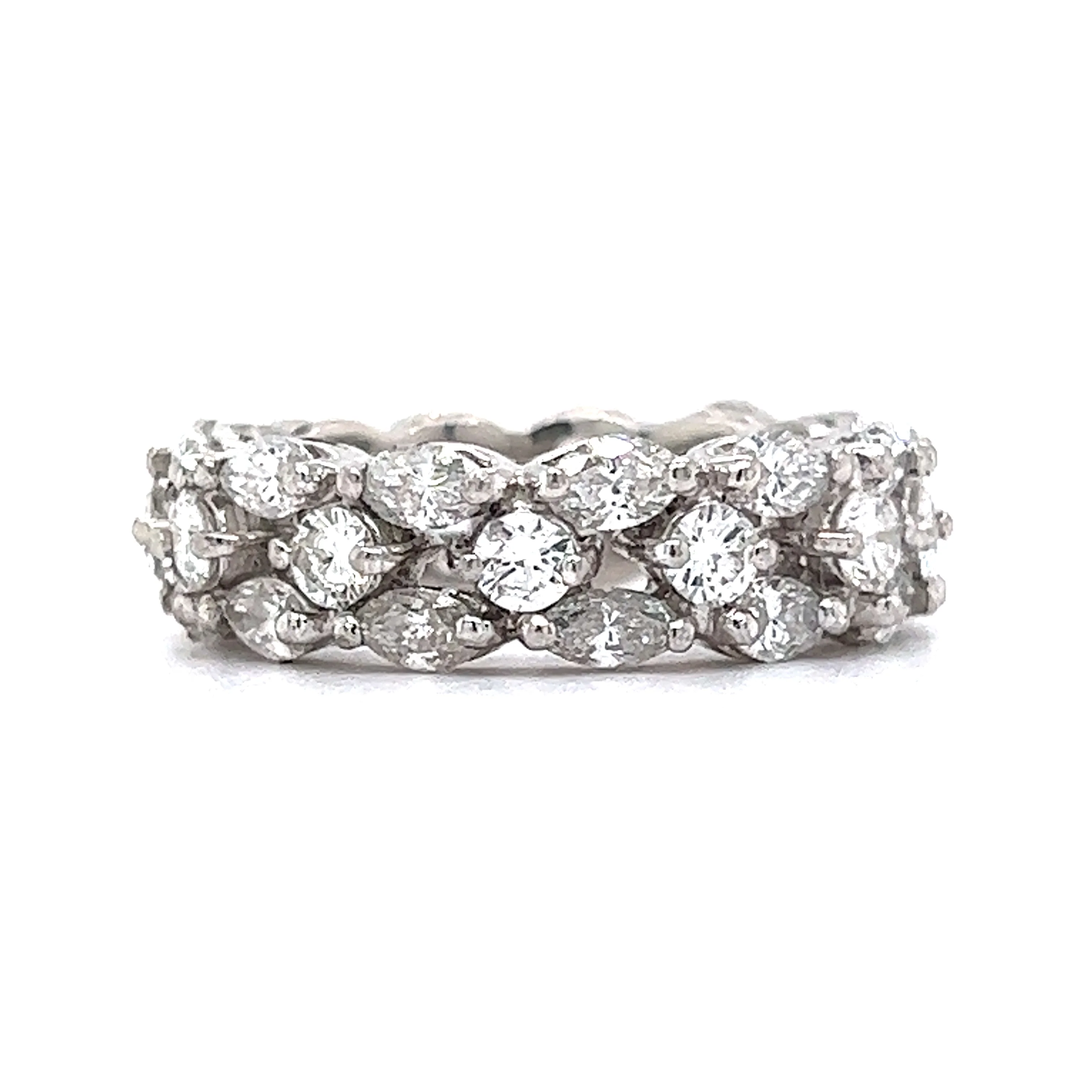 Marquise & Round Diamond Eternity Band in Platinum - Image 2