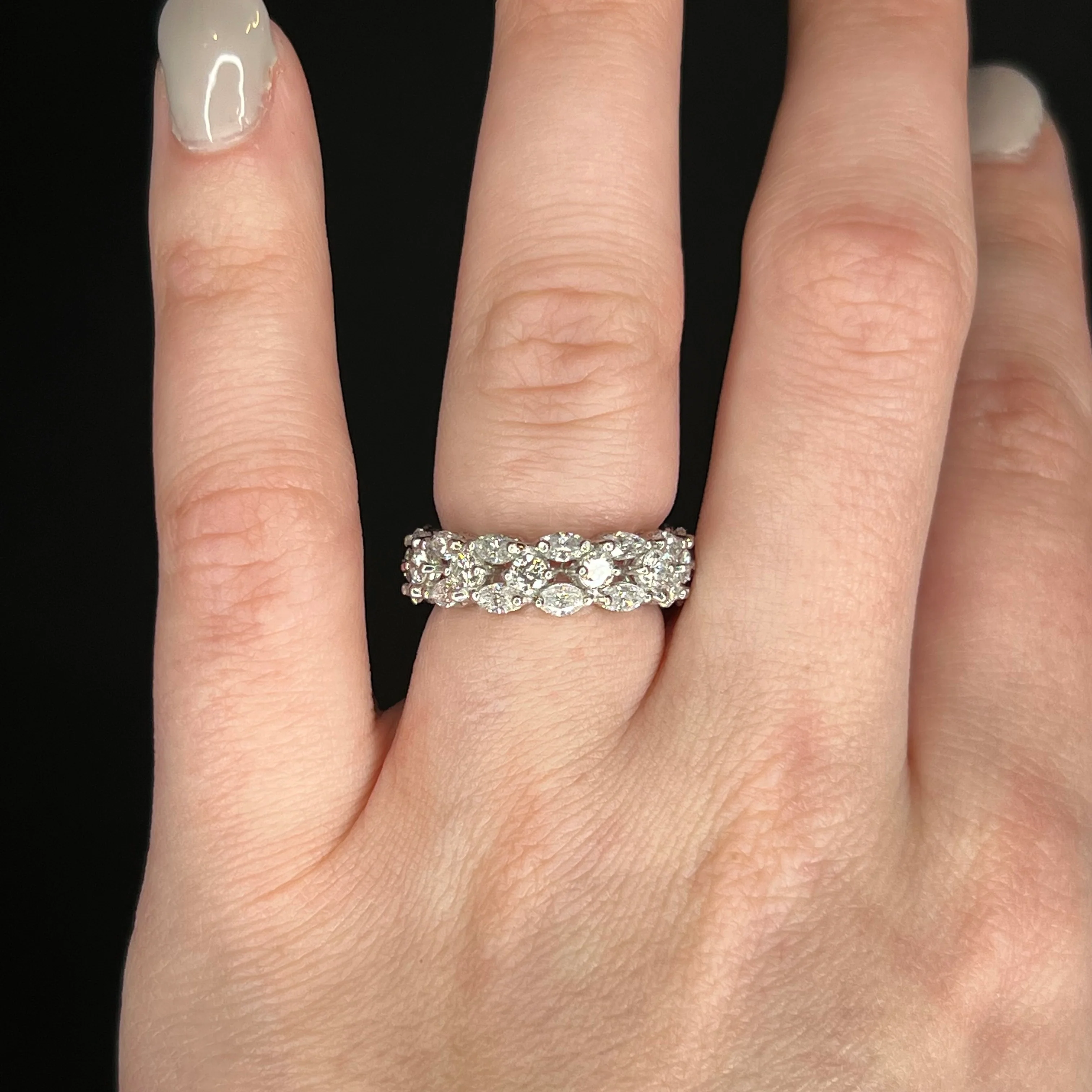 Marquise & Round Diamond Eternity Band in Platinum - Image 6