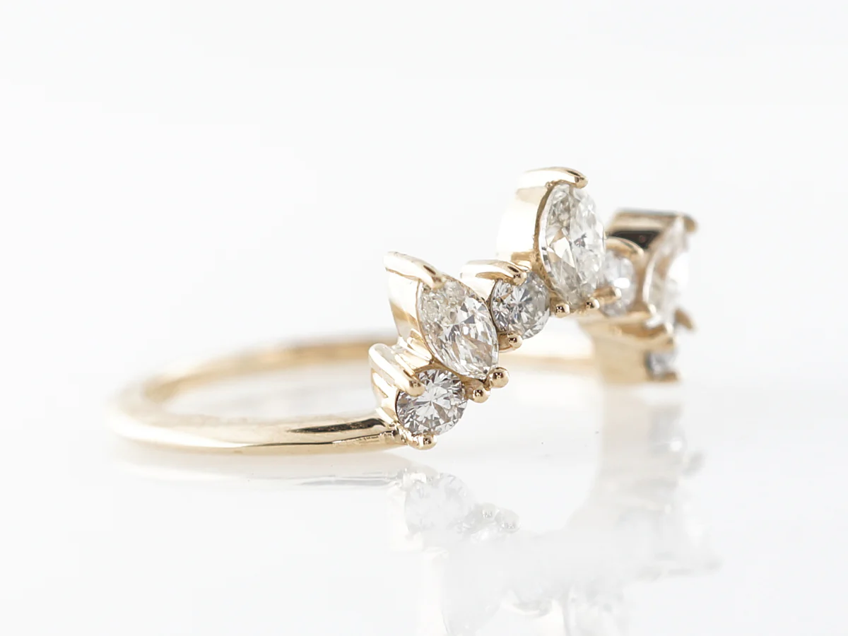 Marquise & Round Diamond Wedding Band in 14k - Image 3